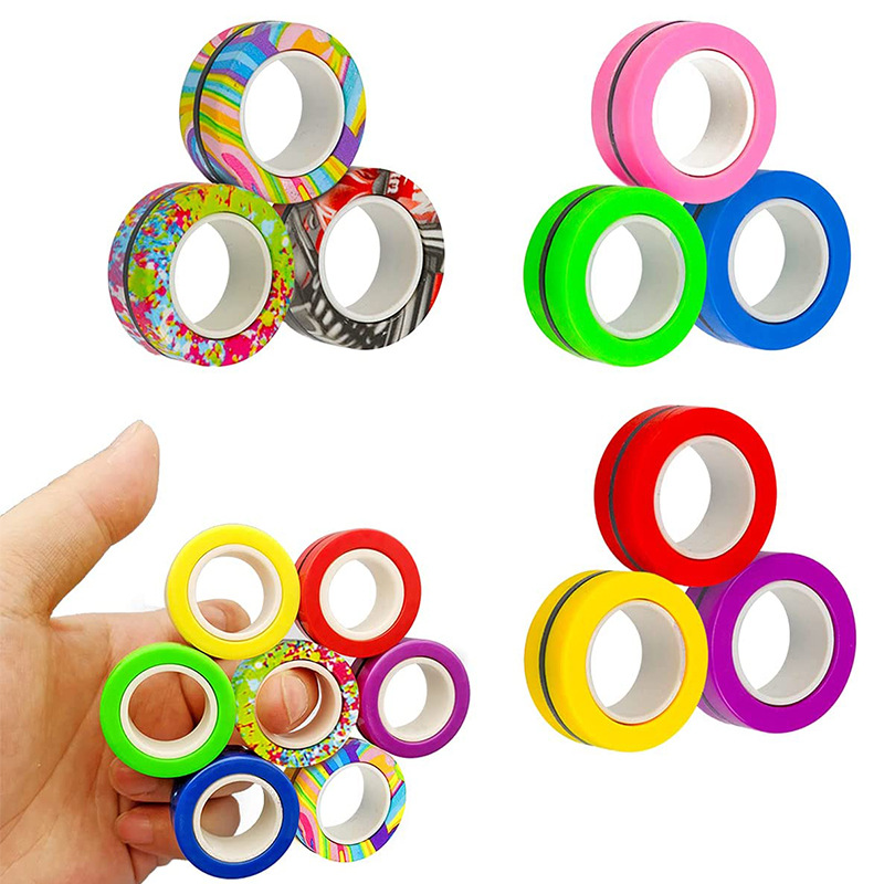 Fidget Spinner Bearing - 3PCS Vingertop Magnetische Ringen Kleurrijke Relief